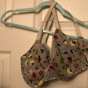 Auden Floral Print Bra - Gray with Multicolor Accents